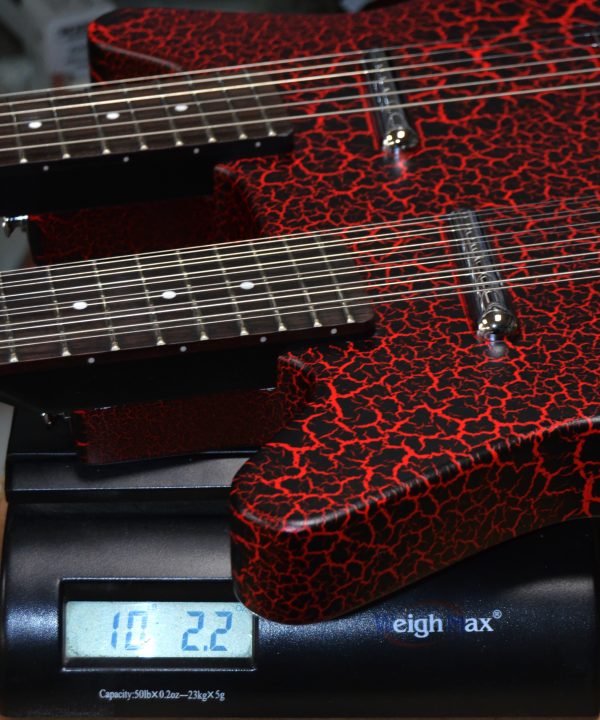 Danelectro - 6/12 Double Neck Electric Guitar - Red Crackle Finish - Image 12