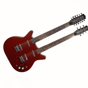 Danelectro - 6/12 Double Neck Electric Guitar - Red Crackle Finish