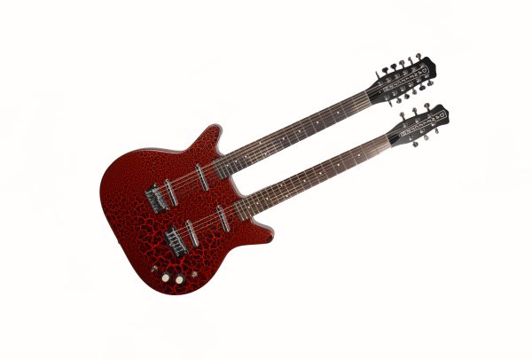 Danelectro - 6/12 Double Neck Electric Guitar - Red Crackle Finish