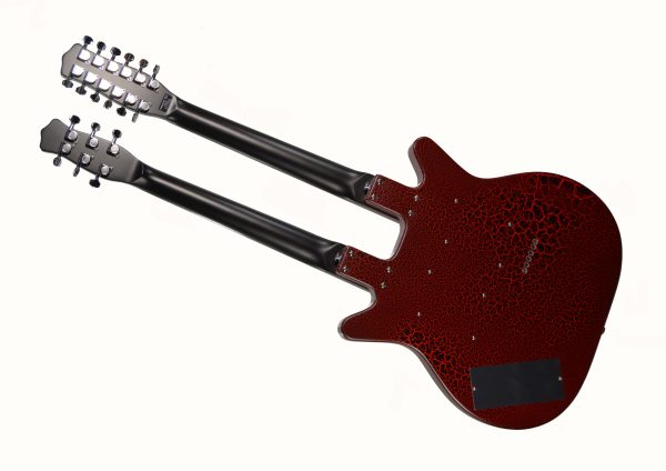 Danelectro - 6/12 Double Neck Electric Guitar - Red Crackle Finish - Image 6