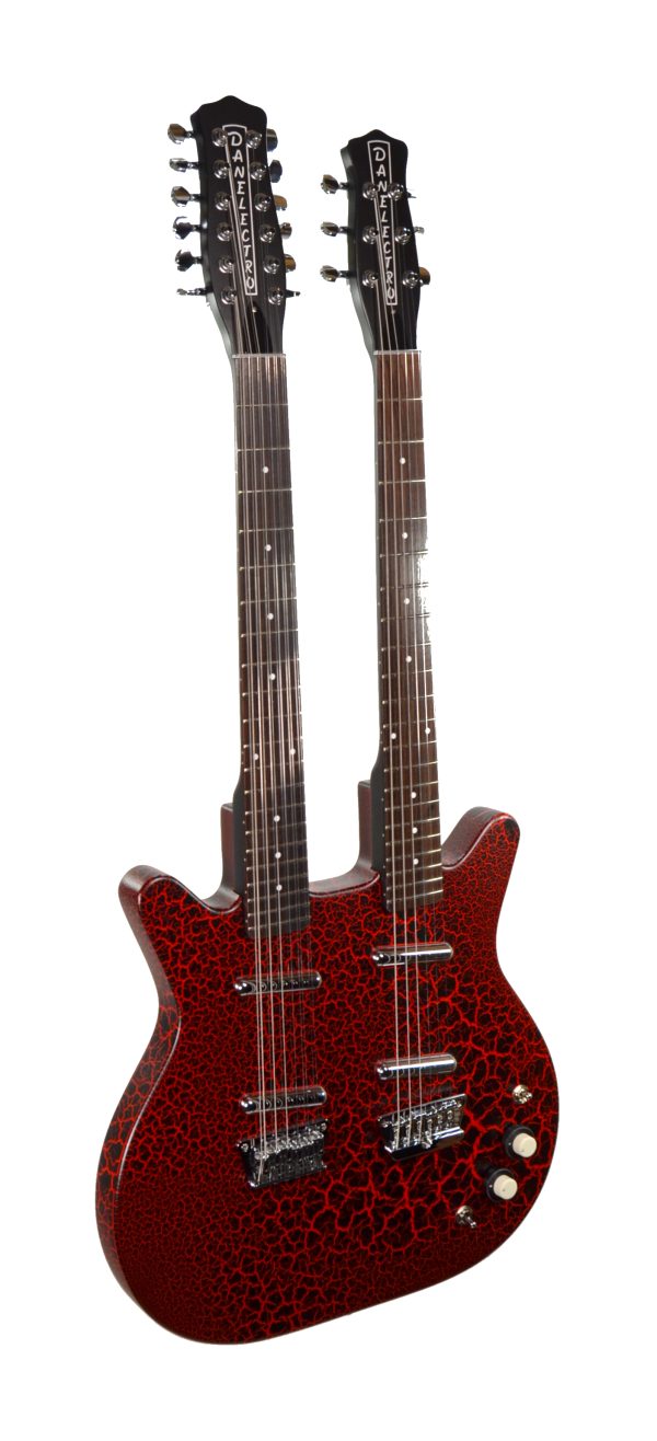 Danelectro - 6/12 Double Neck Electric Guitar - Red Crackle Finish - Image 9