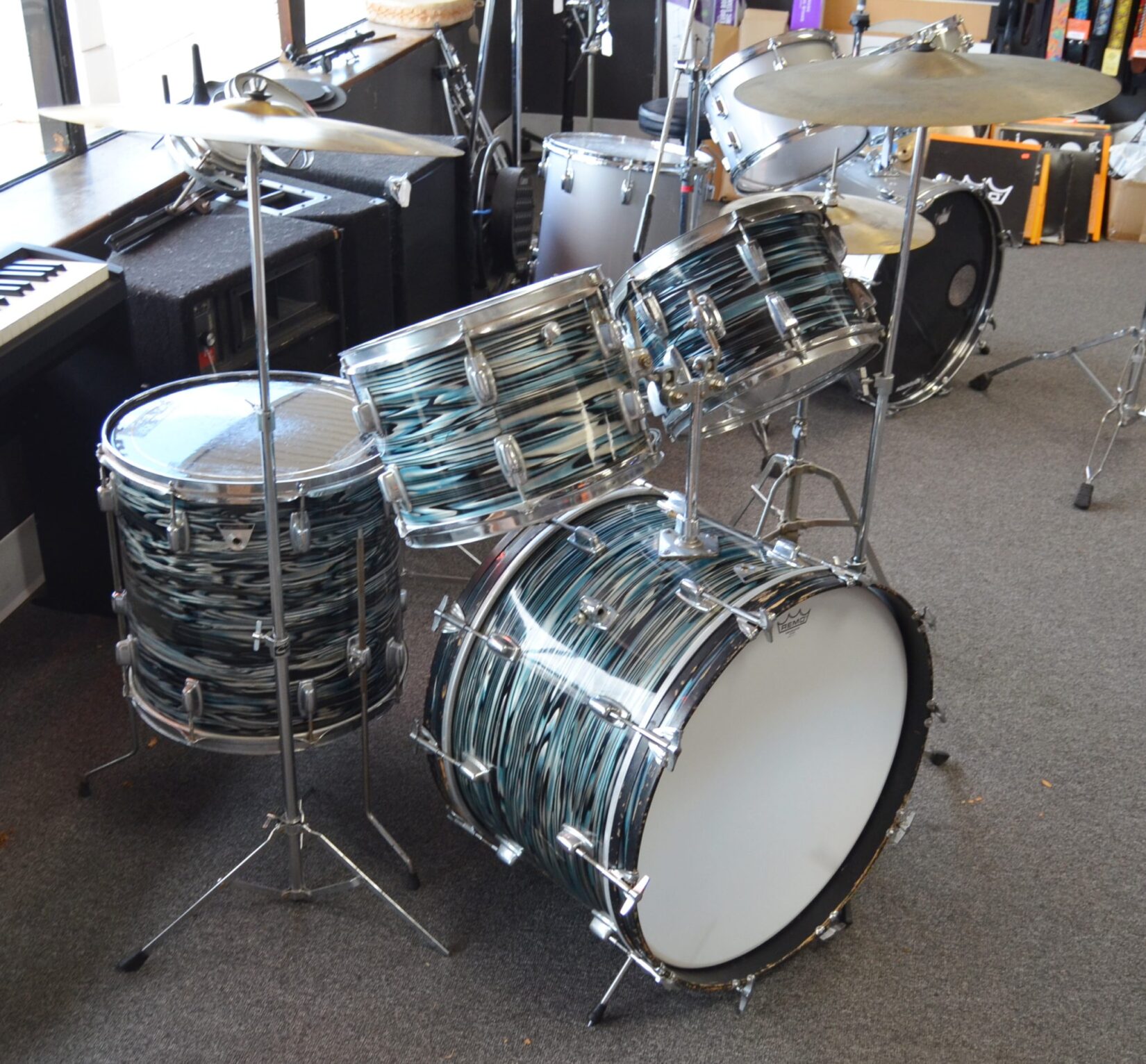 Ludwig - Standard 5 pc. Blue Strada Drum Kit  w/ Hardware & Cymbals 1970 - Used - Image 2