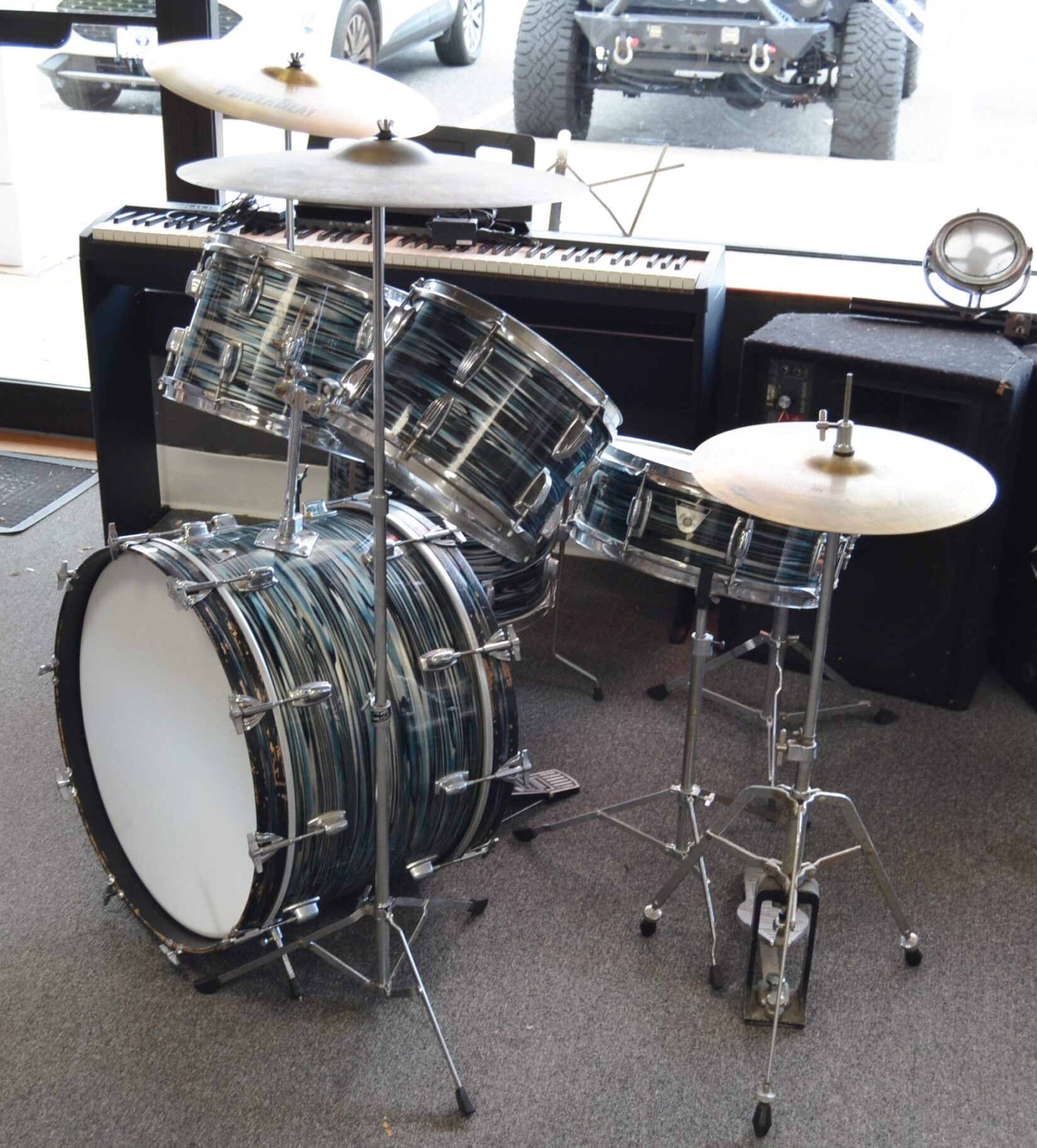 Ludwig - Standard 5 pc. Blue Strada Drum Kit  w/ Hardware & Cymbals 1970 - Used - Image 3