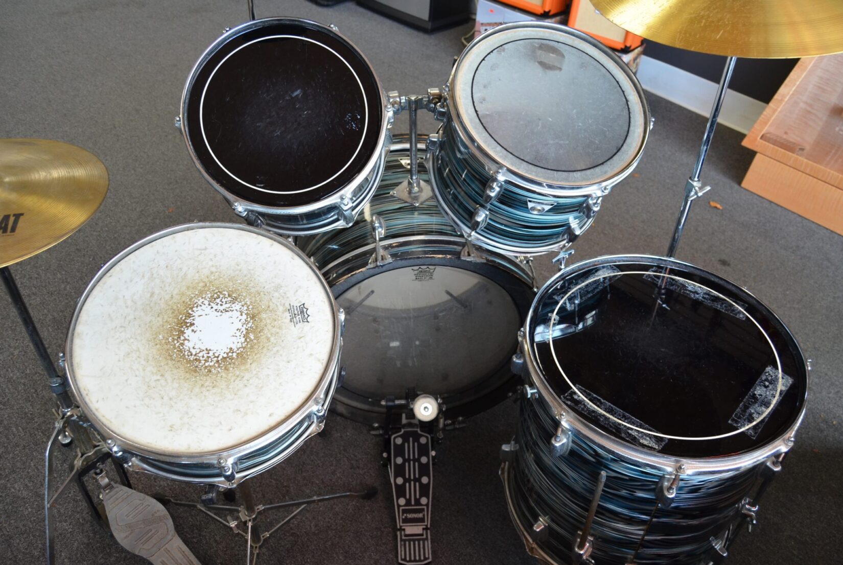 Ludwig - Standard 5 pc. Blue Strada Drum Kit  w/ Hardware & Cymbals 1970 - Used - Image 5